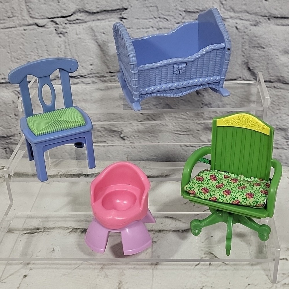 Fisher Price Loving Family Dollhouse Furniture Cradle Chair Lot of 4 Replacement